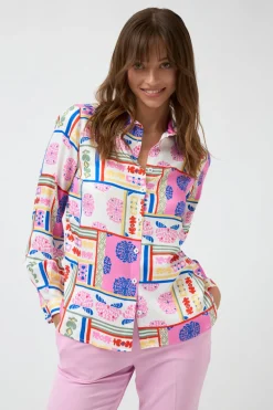 Bariloche Berino Shirt Offwhite/Pink Print