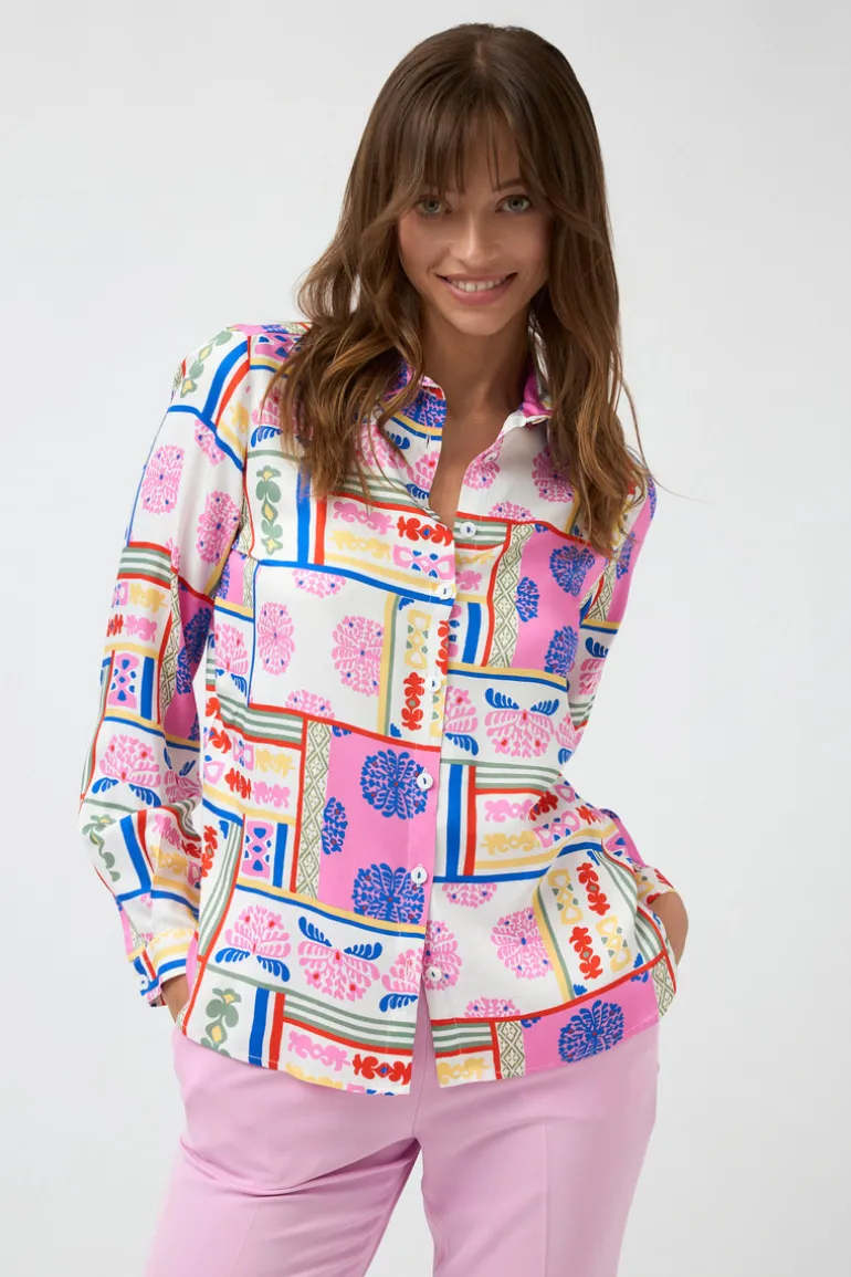 Bariloche Berino Shirt Offwhite/Pink Print