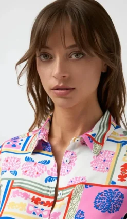 Bariloche Berino Shirt Offwhite/Pink Print