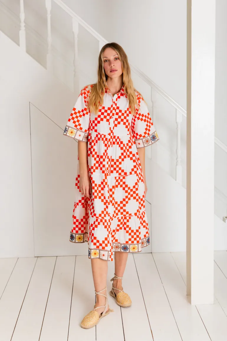 Bonté Koko Embroidered Trim Dress Poppy Red