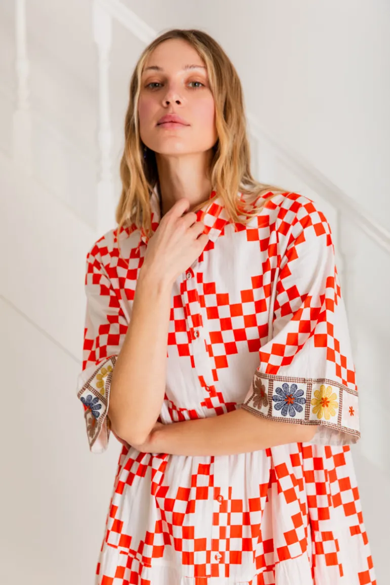 Bonté Koko Embroidered Trim Dress Poppy Red