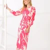 Caroline Kilkenny Alfie Dress Pink Leaf