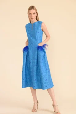 Caroline Kilkenny Hazel Blue Jacquard Dress