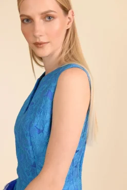 Caroline Kilkenny Hazel Blue Jacquard Dress