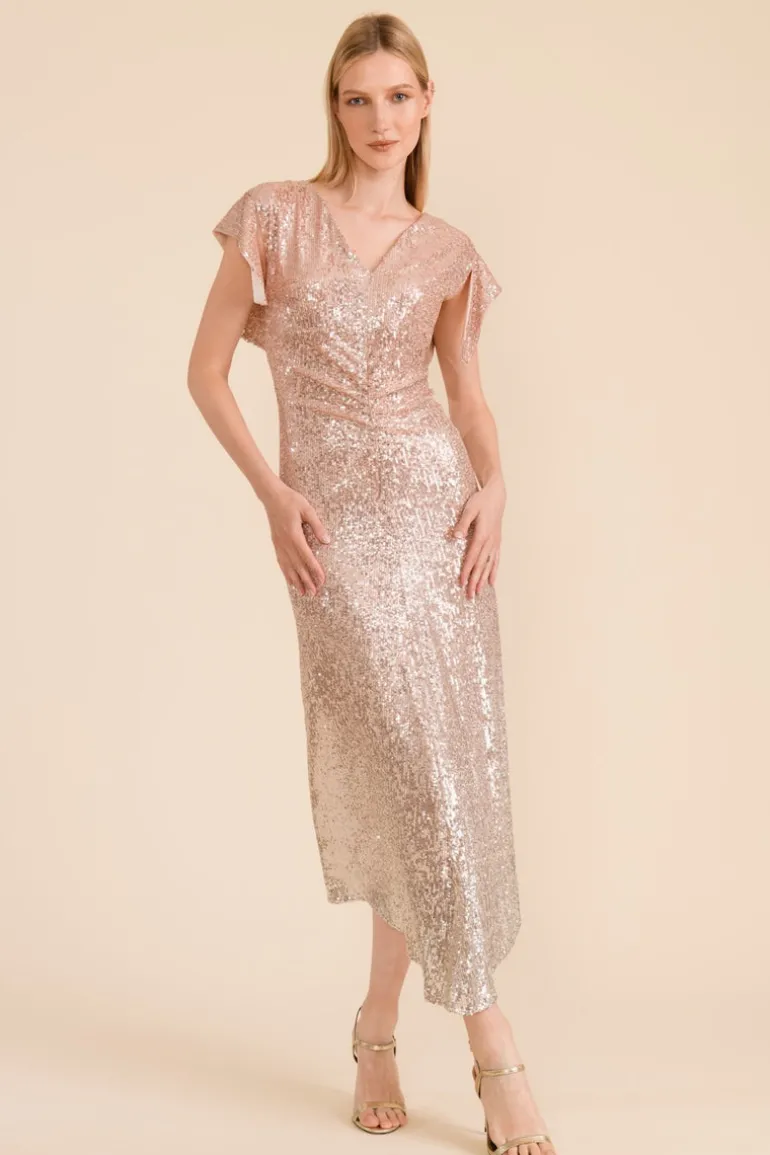 Caroline Kilkenny Logan Nude Pink Sequin Dress