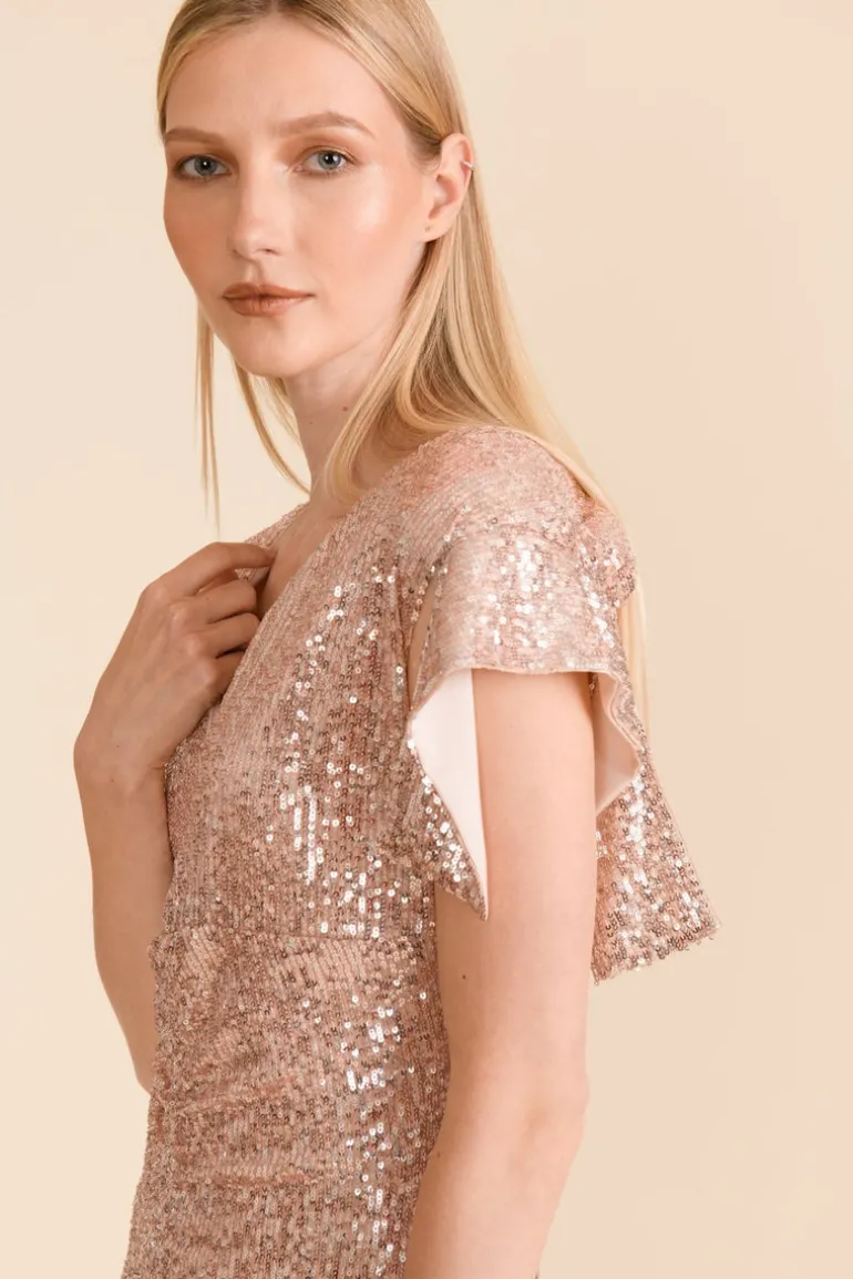 Caroline Kilkenny Logan Nude Pink Sequin Dress