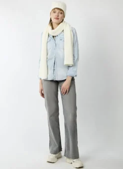 Codello Ribbed Knit Soft Wool Blend Scarf White