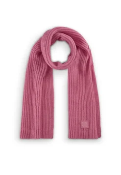 Codello Ribbed Knit Soft Wool Blend Scarf Pink