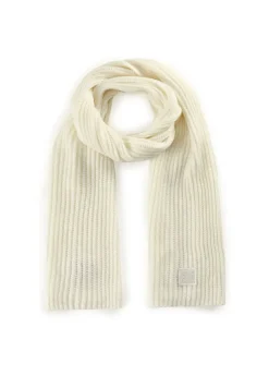 Codello Ribbed Knit Soft Wool Blend Scarf White