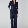 Emme Torre2 Trouser Navy Pinstripes