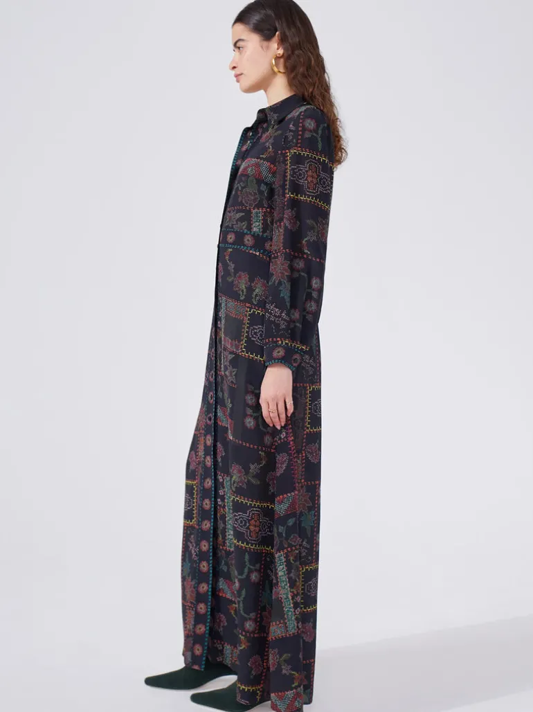Hayley Menzies Aida Silk Maxi Shirt Dress