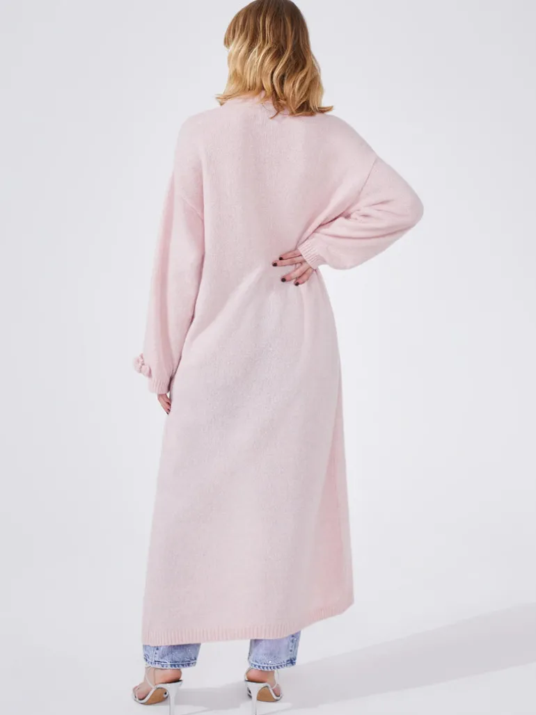 Hayley Menzies Alma Alpaca Crochet Flower Crochet Long Cardigan Pink