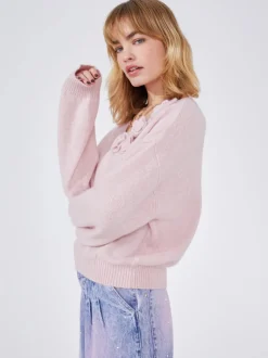 Hayley Menzies Alma Alpaca Crochet Flower Jumper Pink