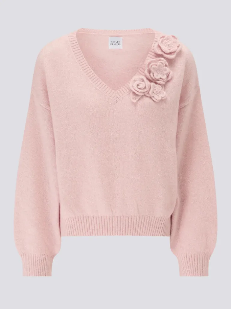 Hayley Menzies Alma Alpaca Crochet Flower Jumper Pink