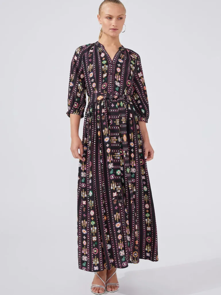 Hayley Menzies Esmeralda Maxi Shirt Dress Black Multi