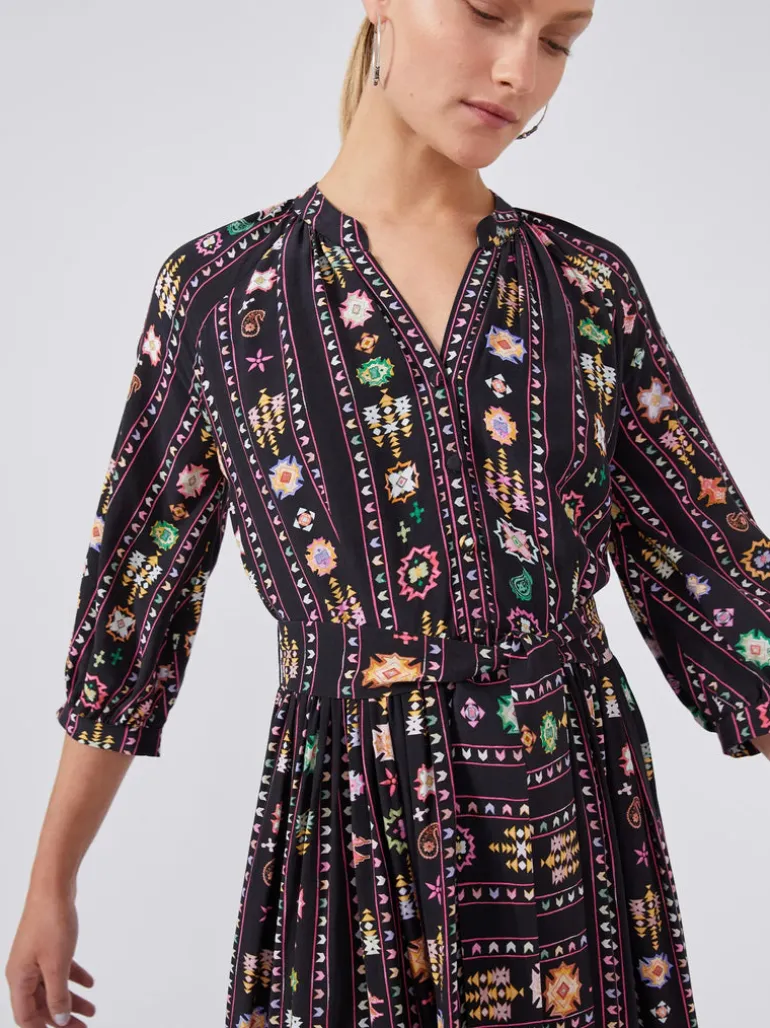Hayley Menzies Esmeralda Maxi Shirt Dress Black Multi