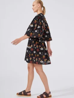 Hayley Menzies Esmeralda Embroidered Short Dress Black Multi