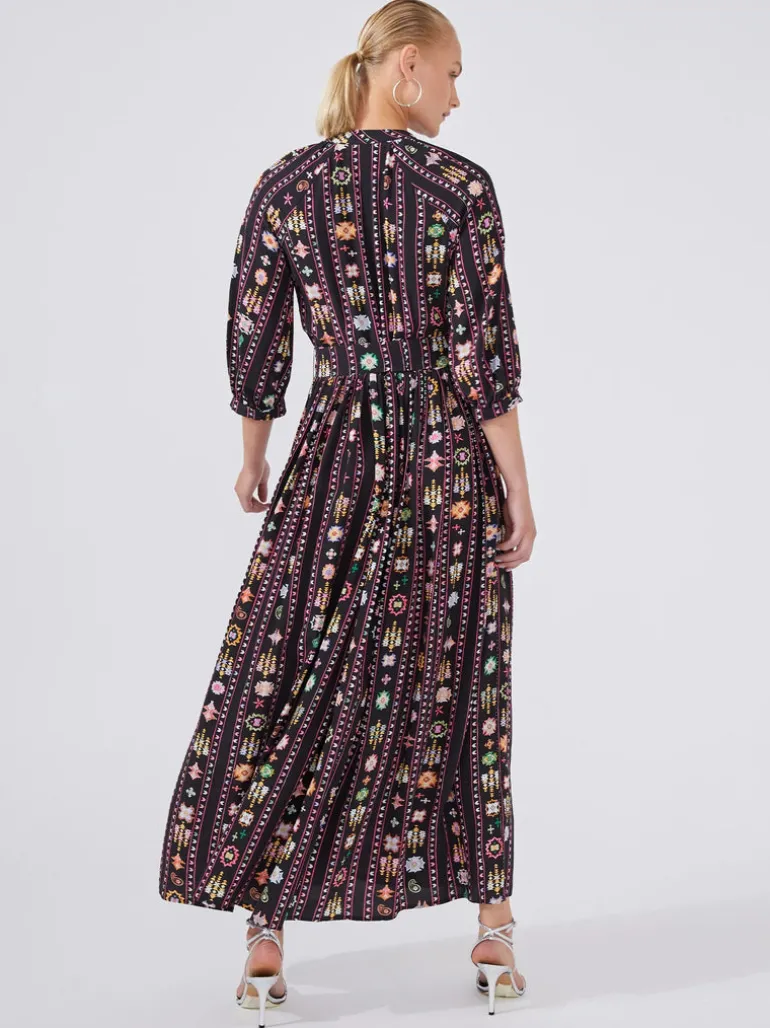Hayley Menzies Esmeralda Maxi Shirt Dress Black Multi