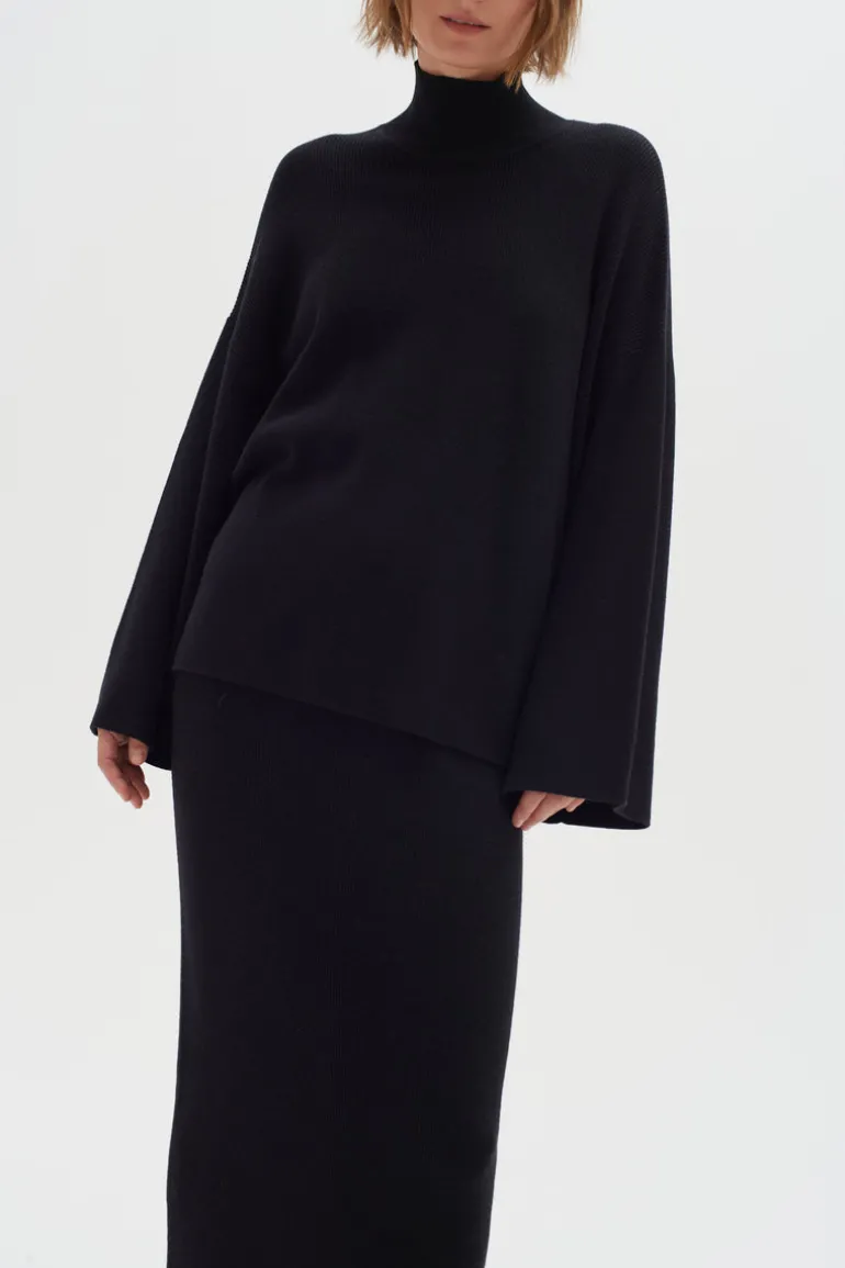 InWear Gitte Rib Knit High Neck Pullover Black