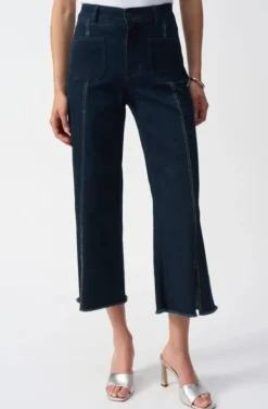 Joseph Ribkof High Waist Cropped Dark Denim Jeans
