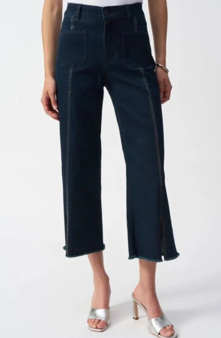 Joseph Ribkof High Waist Cropped Dark Denim Jeans