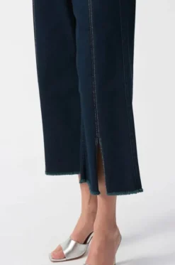 Joseph Ribkof High Waist Cropped Dark Denim Jeans