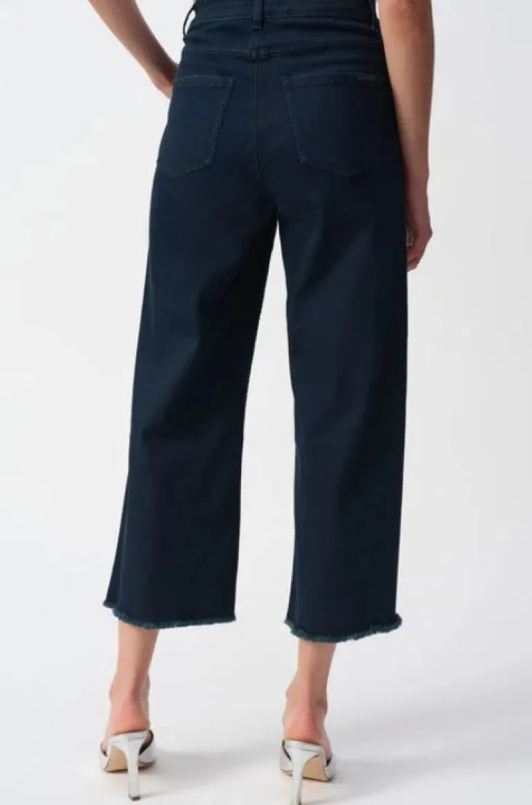 Joseph Ribkof High Waist Cropped Dark Denim Jeans