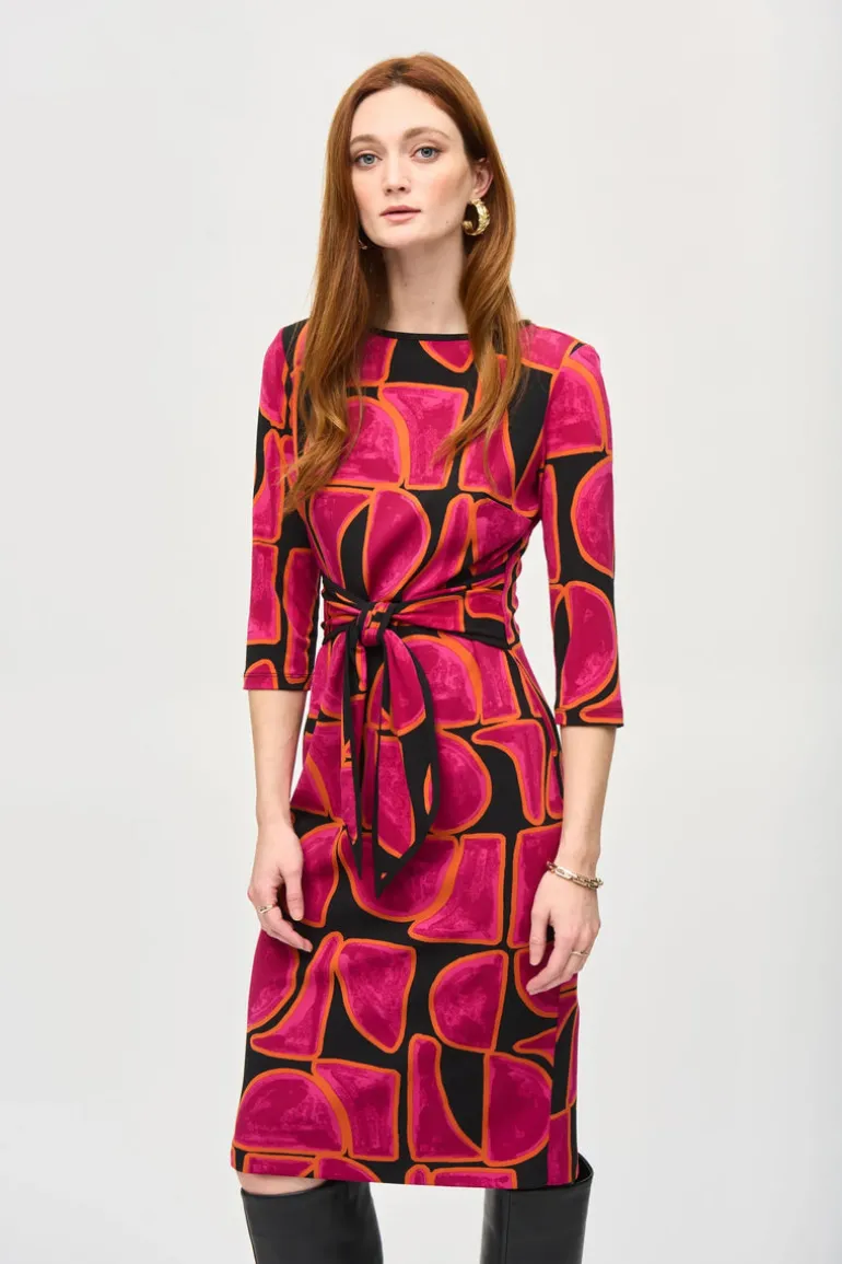 Joseph Ribkoff Abstract Print Dress Black Multi