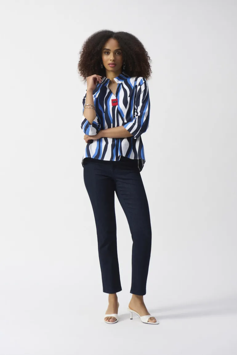 Joseph Ribkoff Abstract Print Top Vanilla Multi