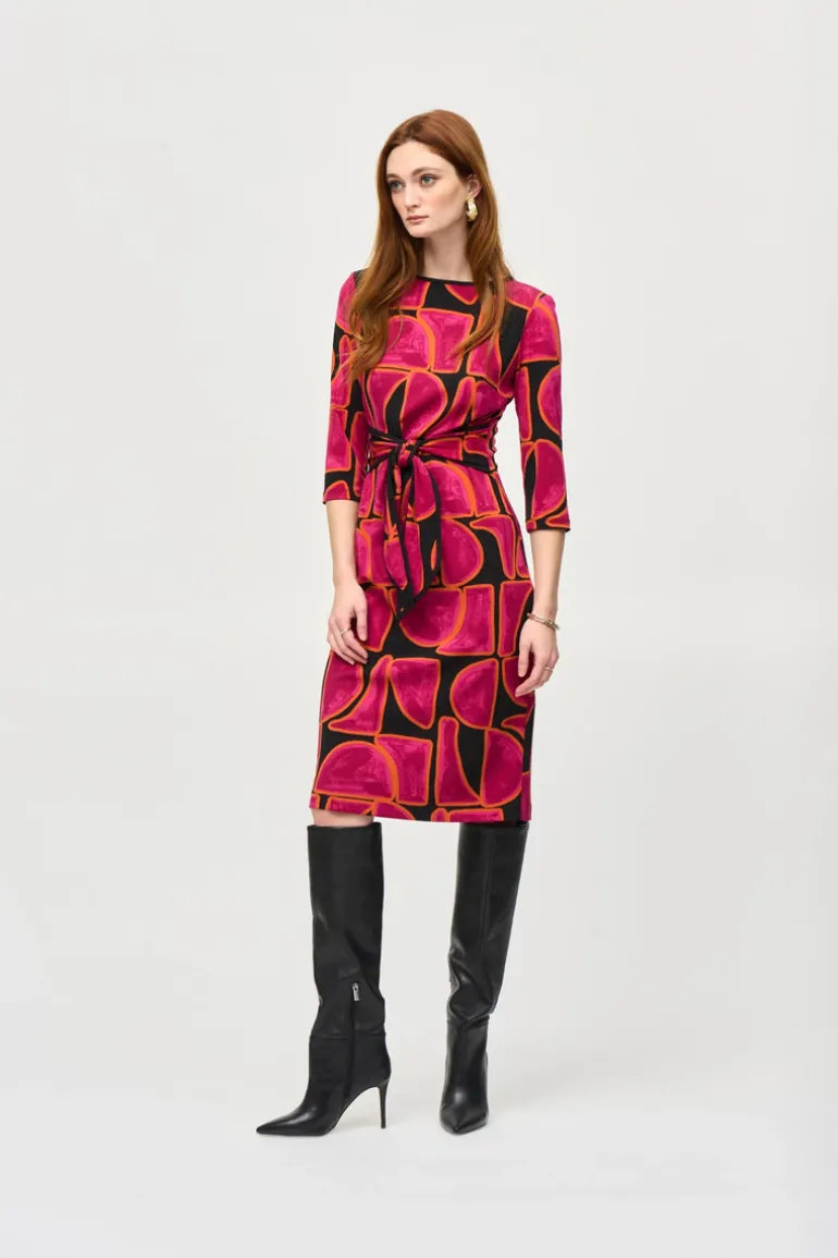 Joseph Ribkoff Abstract Print Dress Black Multi