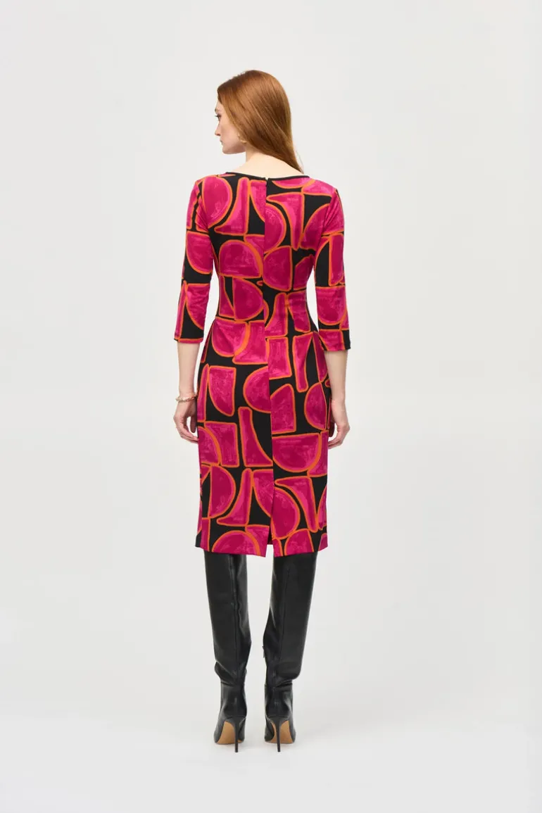 Joseph Ribkoff Abstract Print Dress Black Multi