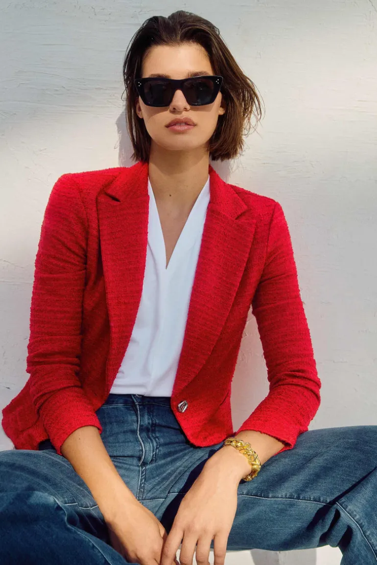 Joseph Ribkoff Boucle Fitted Blazer Radiant Red