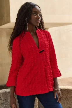 Joseph Ribkoff Bubble Jacquard Jacket Radiant Red