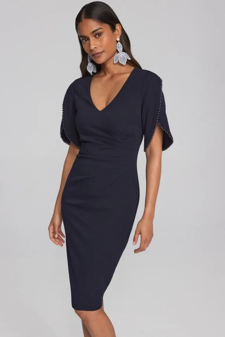 Joseph Ribkoff Crepe Sheath Dress Midnight Blue