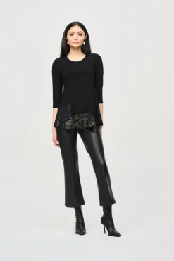 Joseph Ribkoff Crew Neck Tunic Black/Green Multi