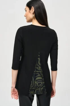 Joseph Ribkoff Crew Neck Tunic Black/Green Multi