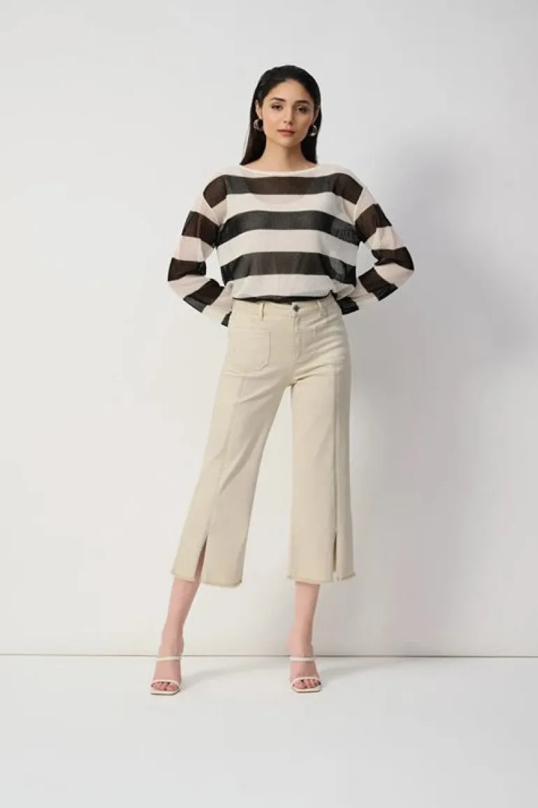 Joseph Ribkoff Culotte Jeans With Embellished Front Moonstone
