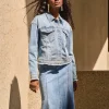 Joseph Ribkoff Embroidered Denim Jacket Vintage Blue