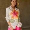 Joseph Ribkoff Embroidered Flower Shirt Vanilla Multi