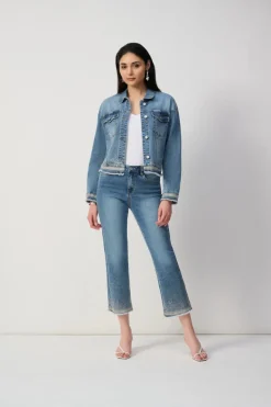 Joseph Ribkoff Embroidered Denim Jeans Vintage Blue