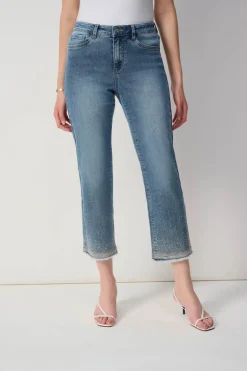 Joseph Ribkoff Embroidered Denim Jeans Vintage Blue