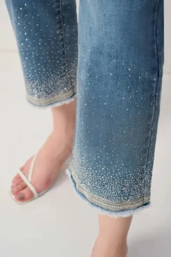 Joseph Ribkoff Embroidered Denim Jeans Vintage Blue