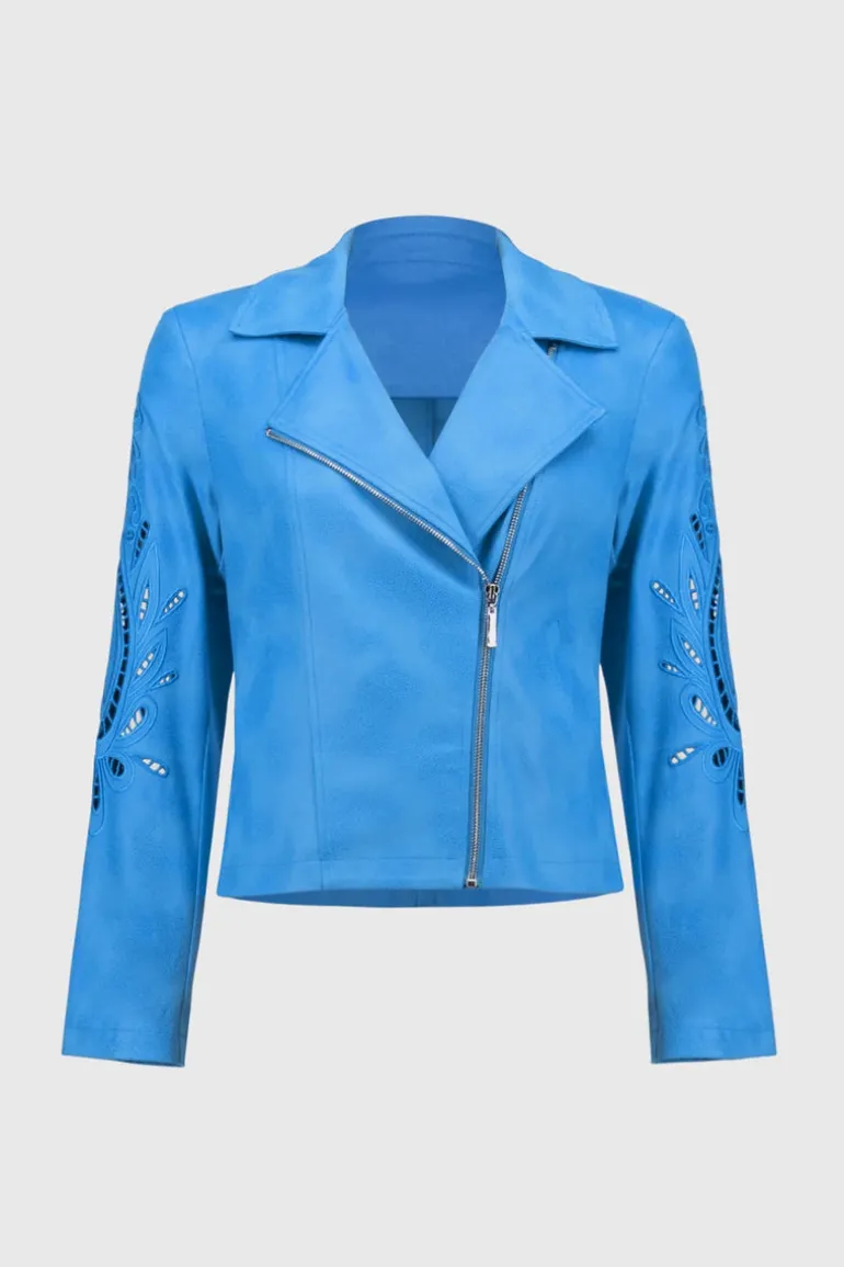Joseph Ribkoff Faux Suede Jacket Coastal Blue