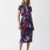 Joseph Ribkoff Floral V-Neck Wrap Dress Multi