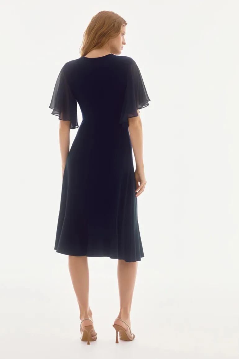 Joseph Ribkoff Flutter Sleeve Wrap Dress Midnight Blue