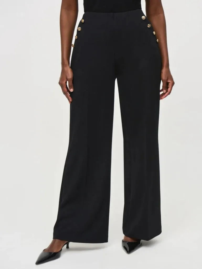 Joseph Ribkoff High Rise Wide Leg Trousers Black