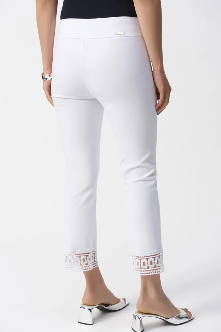 Joseph Ribkoff High Waist Embroidered Trouser White