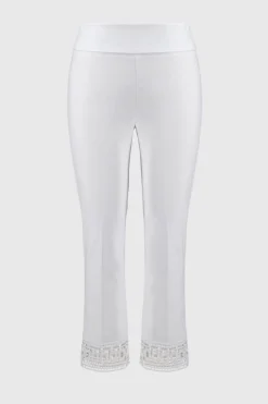 Joseph Ribkoff High Waist Embroidered Trouser White