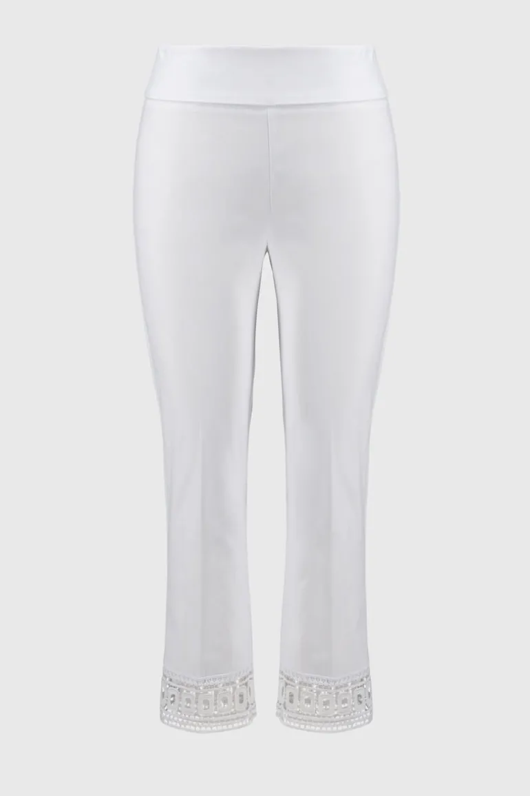 Joseph Ribkoff High Waist Embroidered Trouser White
