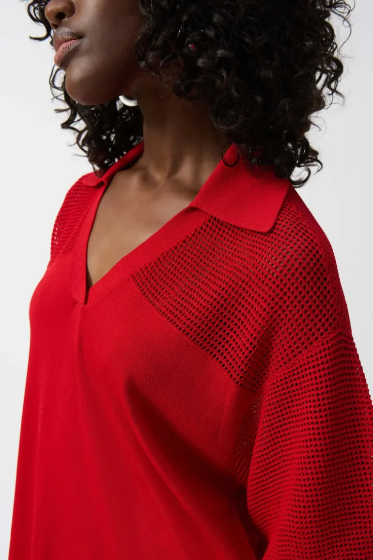 Joseph Ribkoff Knit V-Neck Pullover Radiant Red